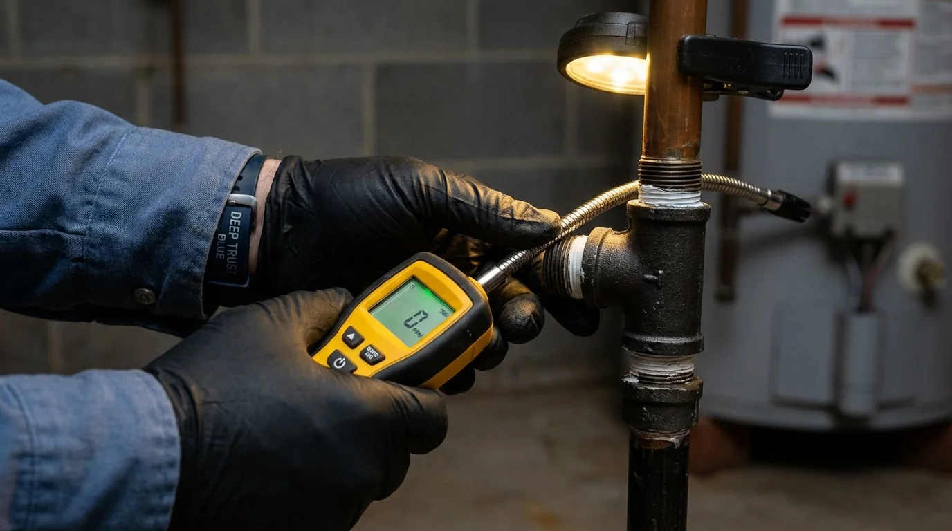 Gas leak detection with electronic sniffer by Johns Plumbing LLC in Lone Jack